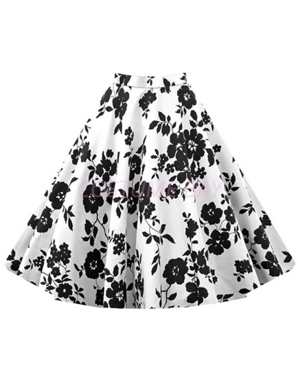 Picture of 50s 60s Vintage Rockabilly Swing Skirt - With BlackFlower