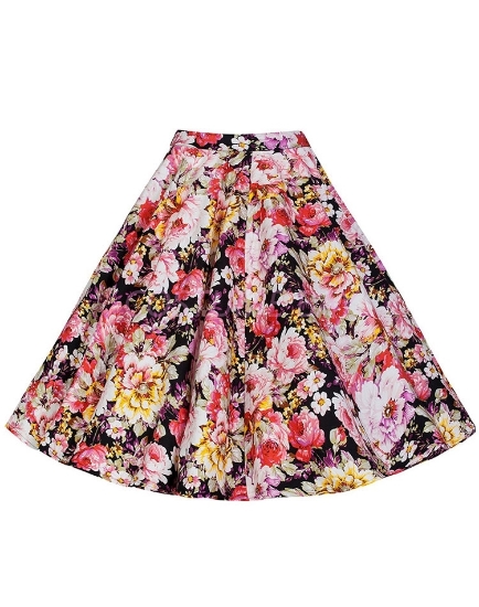 Picture of 50s 60s Vintage Rockabilly Swing Skirt - Flowers Skirt