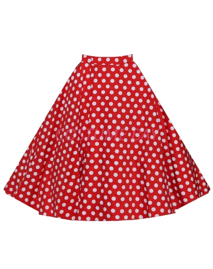 Picture of 50s 60s Vintage Rockabilly Swing Skirt - Red&White Spot