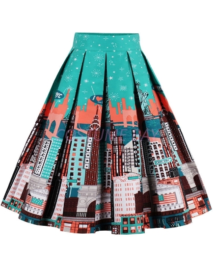 Picture of Xmas 50s 60s Vintage Rockabilly Swing Skirt - Skirt City