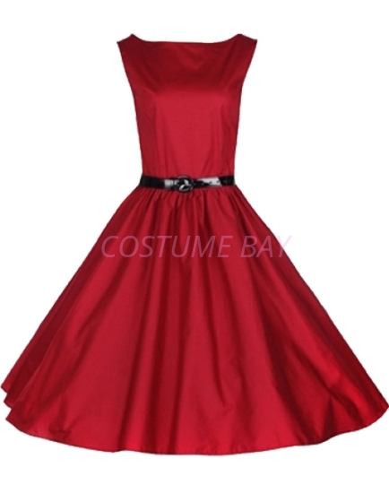 Picture of Rockabilly 50s 60s Vintage Evening Retro Pinup Swing Cocktail Dress -Rose