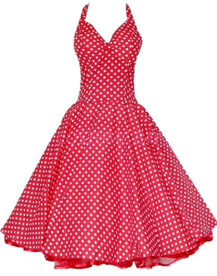 Picture of Rockabilly 50s 60s Vintage Evening Retro Pinup Swing Cocktail Dress-RedWhite