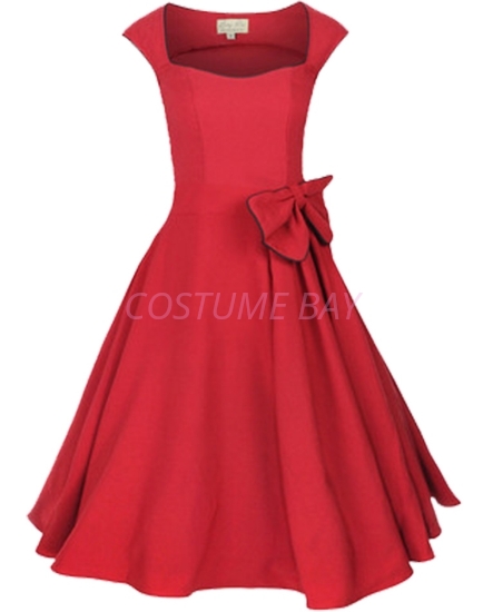 Picture of Rockabilly 50s 60s Vintage Evening Retro Pinup Swing Cocktail Dress-Red