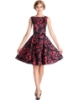 Picture of Rockabilly 50s 60s Vintage Evening Retro Pinup Swing Cocktail Dress-Black with red flow