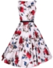 Picture of Rockabilly 50s 60s Vintage Evening Retro Pinup Swing Cocktail Dress-White with red flower