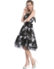 Picture of Rockabilly 50s 60s Vintage Evening Retro Pinup Swing Cocktail Dress-Black with white flower