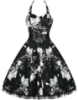 Picture of Rockabilly 50s 60s Vintage Evening Retro Pinup Swing Cocktail Dress-Black with white flower