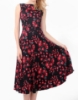 Picture of Rockabilly 50s 60s Vintage Evening Retro Pinup Swing Cocktail Dress-Red Flower