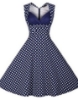 Picture of Women 50s Rockabilly Vintage Evening Retro Pinup Swing Housewife Polka Dot Dress-Blue