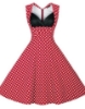 Picture of Women 50s Rockabilly Vintage Evening Retro Pinup Swing Housewife Polka Dot Dress-Red