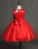 Picture of Girls Floral Formal Wedding Bridesmaids Flower Dress  -Red