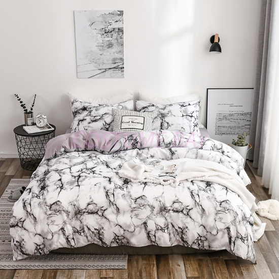 Picture of White Marble Bed Duvet Cover Set