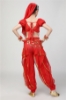 Picture of Girl's Belly Dance Outfits Paillette Ruffles Short Sleeves -Red