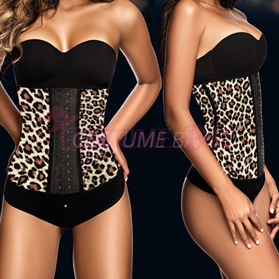 Picture of Women latex Waist Training Corset-Yellow Leopard