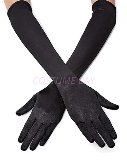 Picture of 1920s Flapper Gatsby Long Satin Gloves-Black