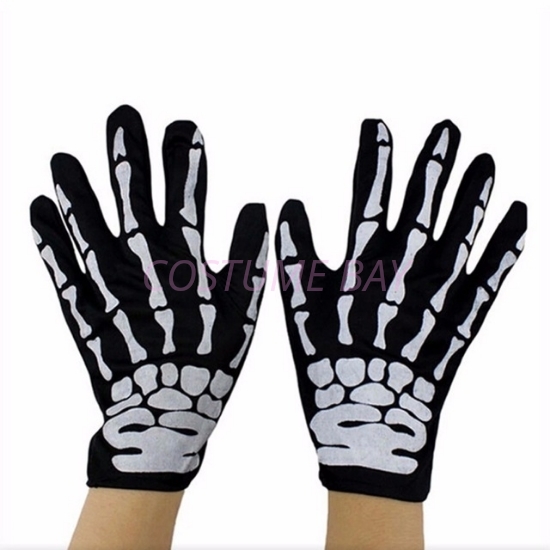 Picture of Black Skeleton Bones Zombie Gloves