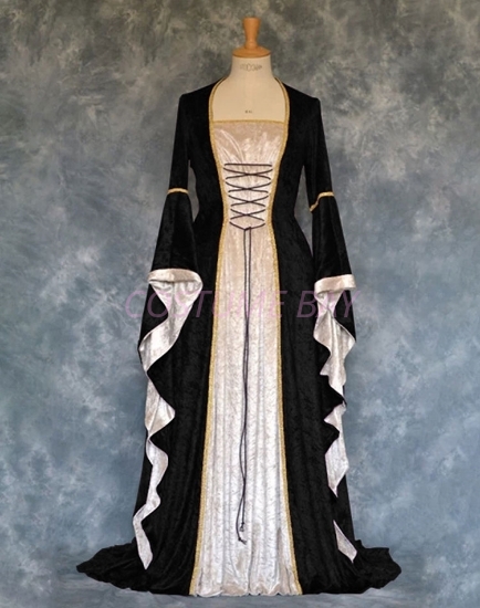 Picture of Womens Medieval Gothic Renaissance Gown Costume - Black