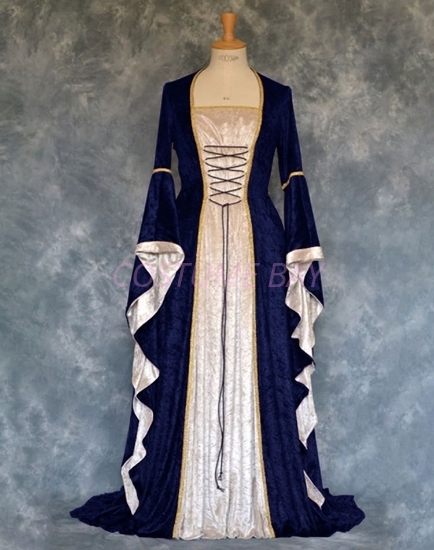 Picture of Womens Medieval Gothic Renaissance Gown Costume - Navy