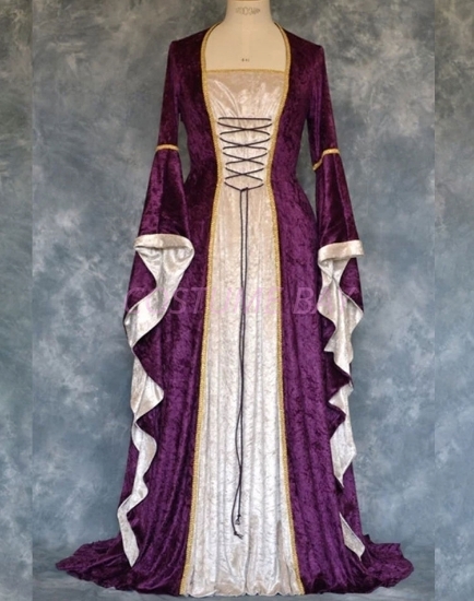 Picture of Womens Medieval Gothic Renaissance Gown Costume - purple
