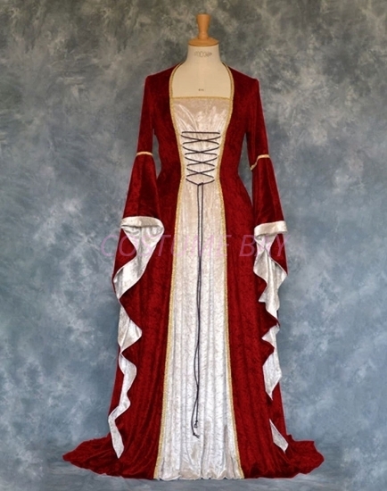 Picture of Womens Medieval Gothic Renaissance Gown Costume - Wine Red