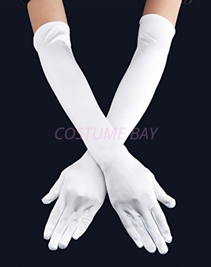 Picture of 1920s Flapper Gatsby Long Satin Gloves-White