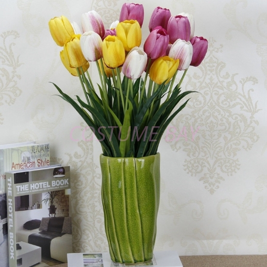 Picture of Bouquet 3 Heads Fake Tulip Artificial Silk Flower