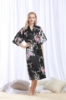 Picture of Women Long Floral Satin Kimono Robes - Black