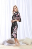 Picture of Women Long Floral Satin Kimono Robes - Black