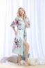 Picture of Women Long Floral Satin Kimono Robes - Black