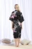 Picture of Women Long Floral Satin Kimono Robes - Black