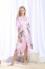 Picture of Women Long Floral Satin Kimono Robes - Black