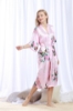 Picture of Women Long Floral Satin Kimono Robes - Black