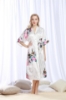 Picture of Women Long Floral Satin Kimono Robes - Black