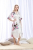 Picture of Women Long Floral Satin Kimono Robes - Black