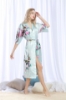 Picture of Women Long Floral Satin Kimono Robes - Blue