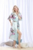 Picture of Women Long Floral Satin Kimono Robes - Blue