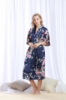 Picture of Women Long Floral Satin Kimono Robes - Blue