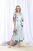 Picture of Women Long Floral Satin Kimono Robes - Navy