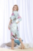 Picture of Women Long Floral Satin Kimono Robes - Navy