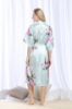 Picture of Women Long Floral Satin Kimono Robes - Navy