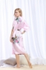 Picture of Women Long Floral Satin Kimono Robes - Pink