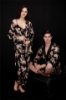 Picture of Womens Mens Satin Dressing Gown Robe Sleepwear for Couple - Black