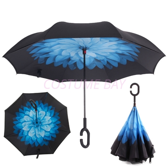 Picture of Upside Down Reverse Umbrella - Blue Daisy