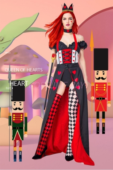 Picture of Alice in Wonderland Red Queen of Hearts Costume with Stockings