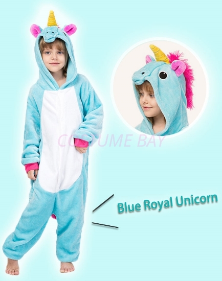 Picture of Kids Blue Royal Unicorn Onesie