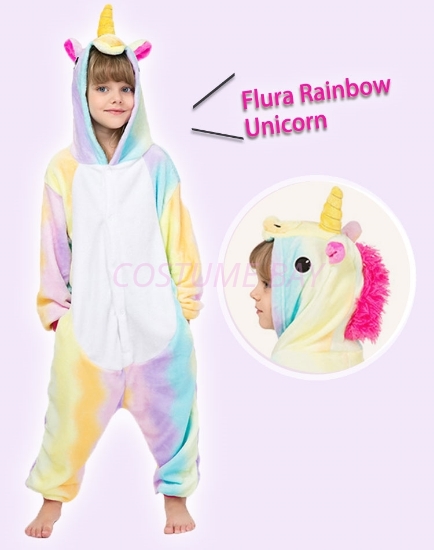 Picture of Kids Fluro Rainbow Unicorn Onesie