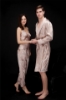 Picture of Womens Mens Satin Dressing Gown Robe Sleepwear for Couple - Camel