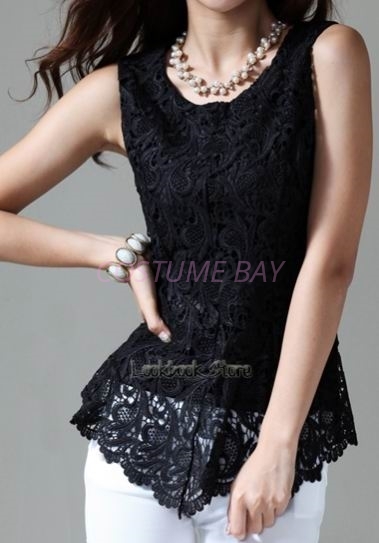 Picture of Sleeveless Floral Top-Black