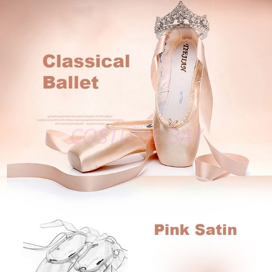 Picture of Deluxe Pink Ballet Dancing Shoes with optional Silica Toe Pads