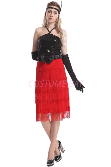 Picture of 1920's Charleston Flapper Dress - Red/Black